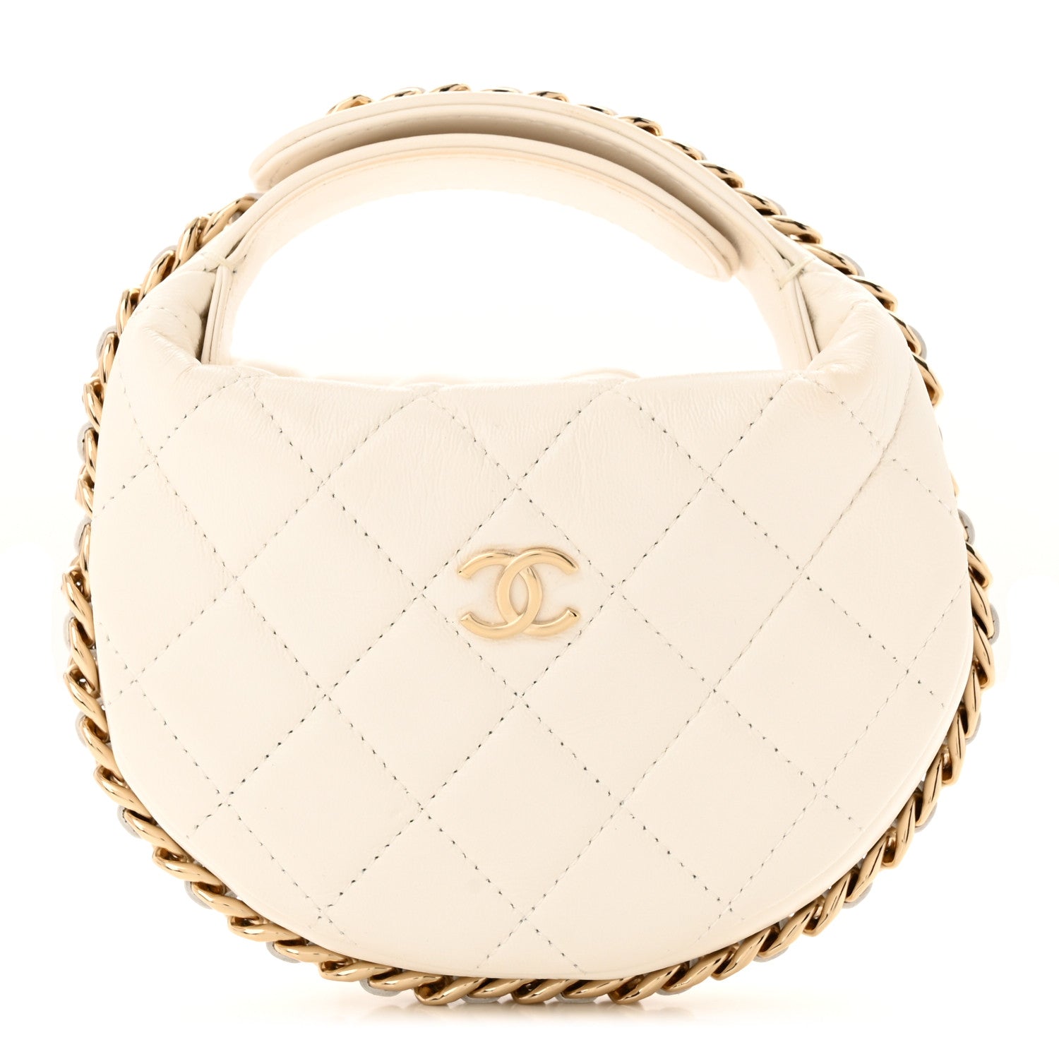 Chanel Lambskin Quilted Chain Around Pouch White 1 of 10
