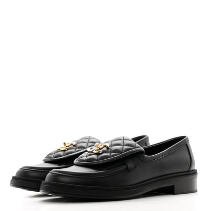 Chanel Lambskin Quilted CC Turnlock Loafers 39.5 Black 3 of 9