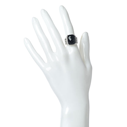 David Yurman Sterling Silver Diamond Black Onyx 16mm Wheaton Ring 52 6 2 of 5