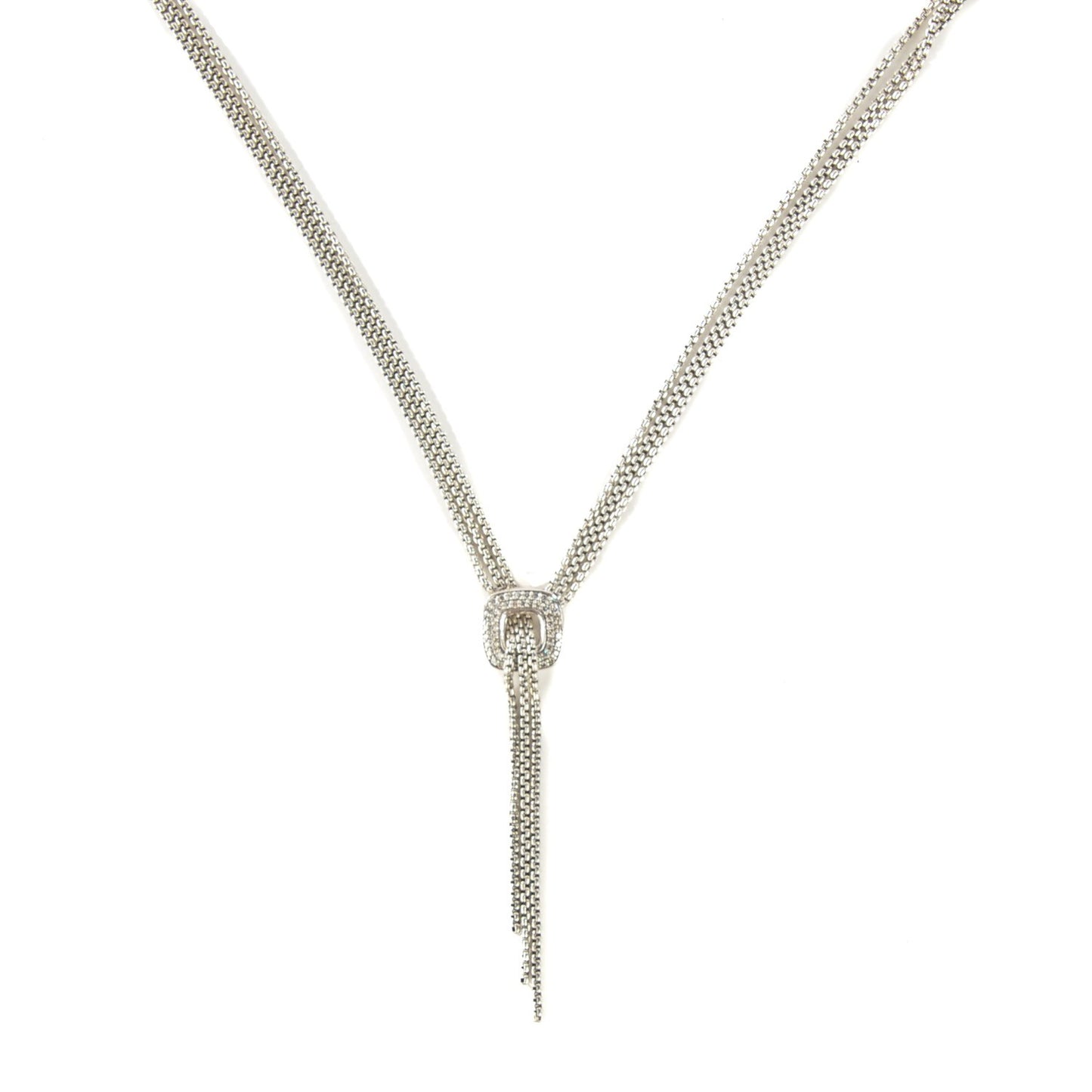 Sterling Silver Diamond 14mm Waterfall Lariat Necklace