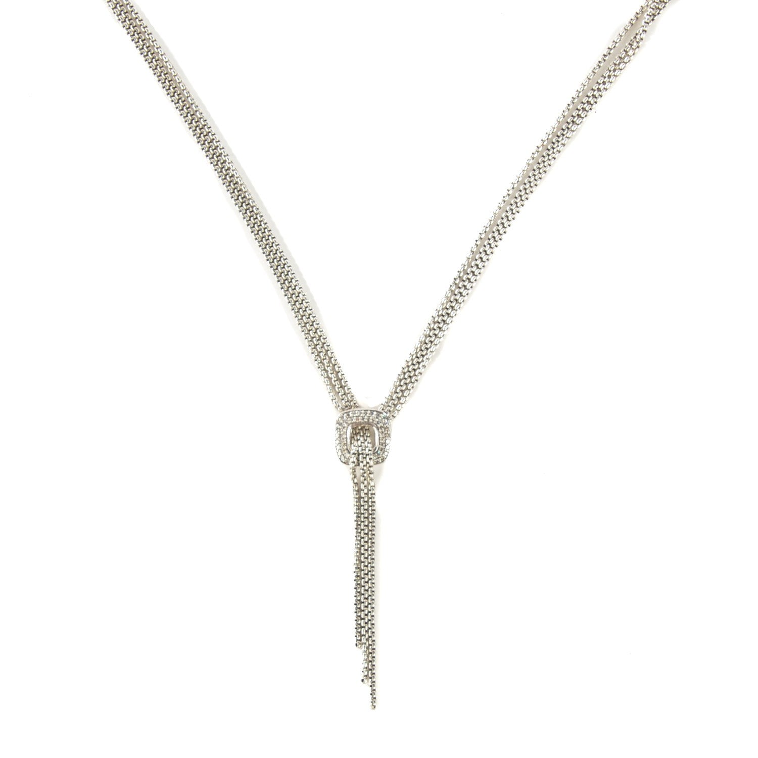 David Yurman Sterling Silver Diamond 14mm Waterfall Lariat Necklace 1 of 5