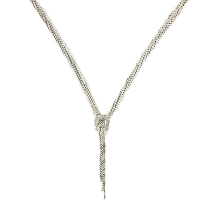 David Yurman Sterling Silver Diamond 14mm Waterfall Lariat Necklace 1 of 5