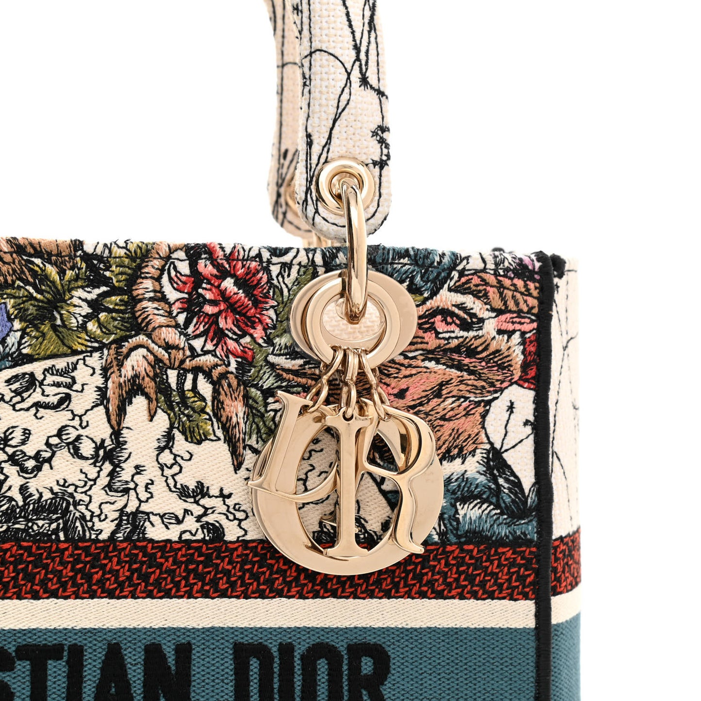 Canvas Constellation Embroidered Medium Lady D-Lite Latte Multicolor