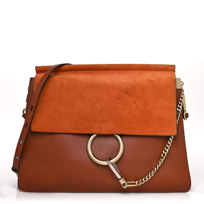 Chloe Suede Calfskin Medium Faye Shoulder Bag Tobacco 1 of 17