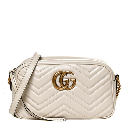 Gucci Calfskin Matelasse Small GG Marmont Chain Shoulder Bag White 1 of 11