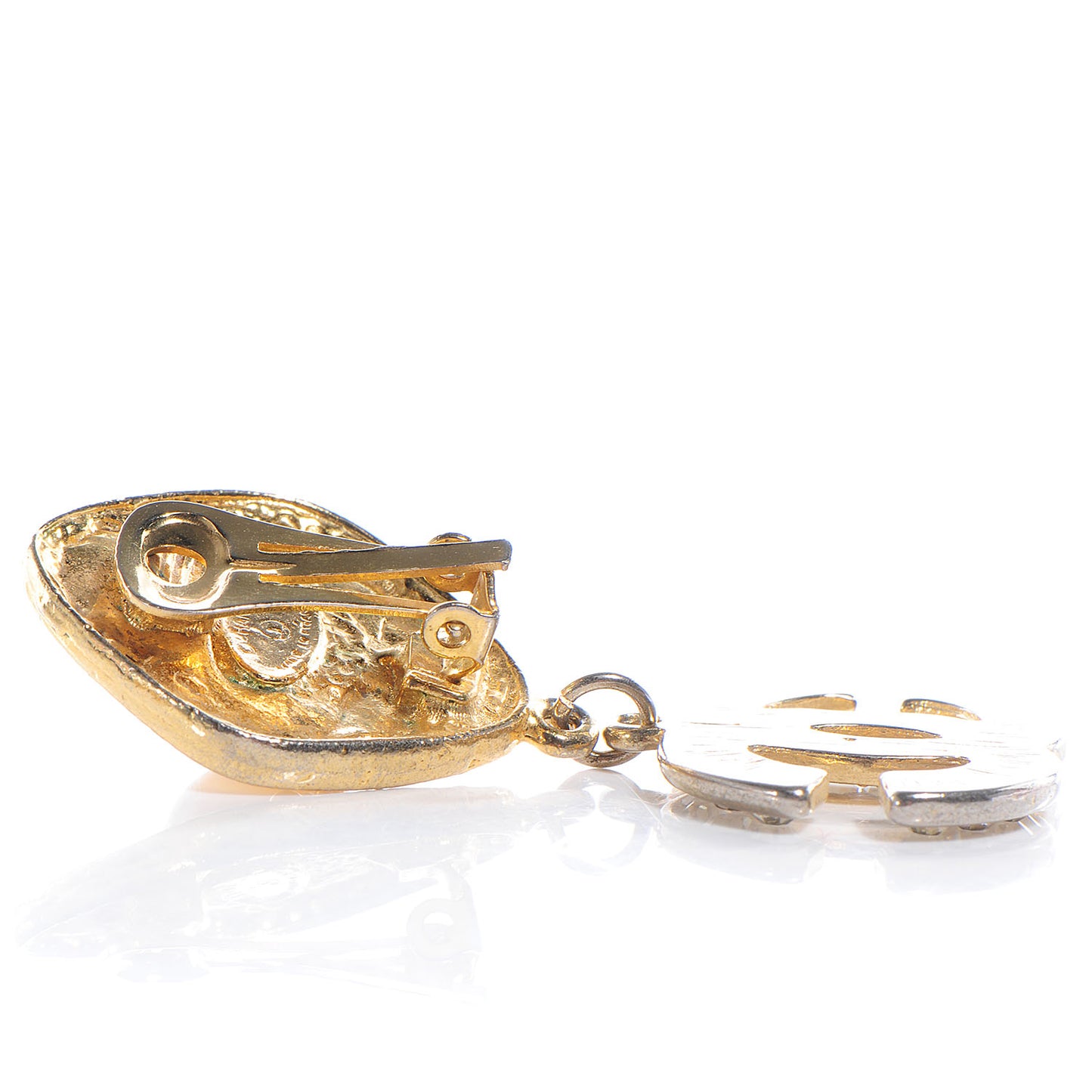 Pearl Crystal Clip On Earrings Gold