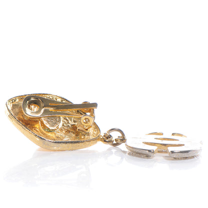 Chanel Pearl Crystal Clip On Earrings Gold 2 of 6