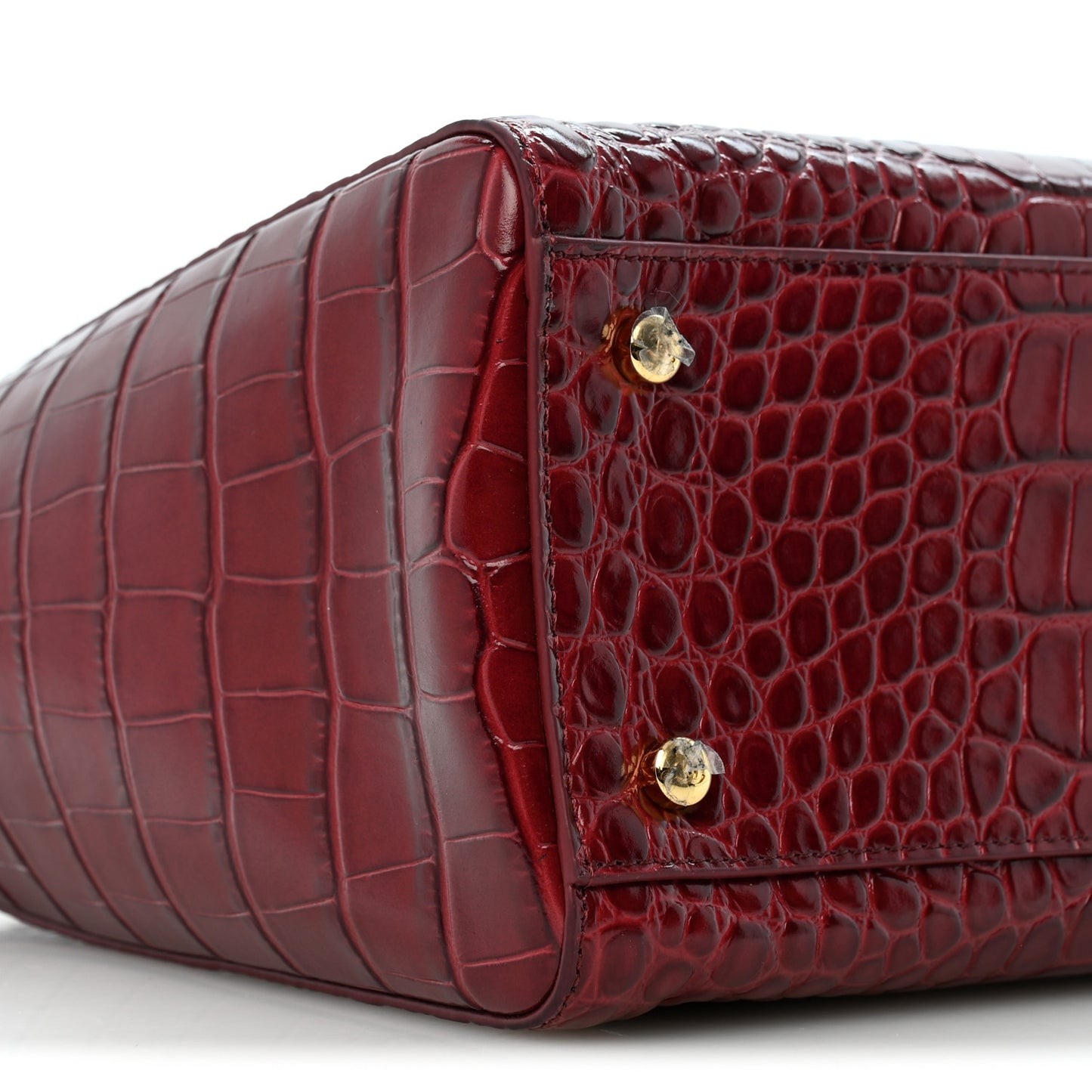 Calfskin Crocodile Embossed Archetype Small Shopping Tote Burgundy