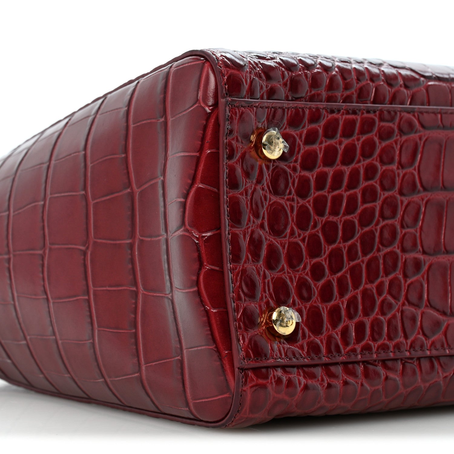 Chanel Calfskin Crocodile Embossed Archetype Small Shopping Tote Burgundy 9 of 11