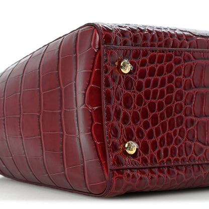 Chanel Calfskin Crocodile Embossed Archetype Small Shopping Tote Burgundy 9 of 11