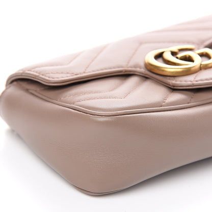 Gucci Calfskin Matelasse Super Mini GG Marmont Shoulder Bag Porcelain Rose 8 of 13