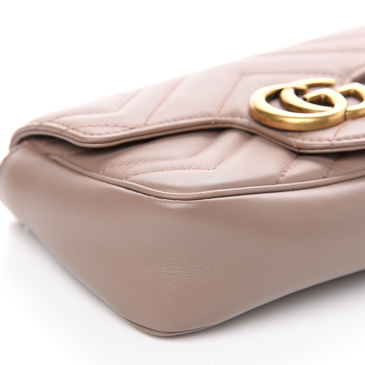 Calfskin Matelasse Super Mini GG Marmont Shoulder Bag Porcelain Rose