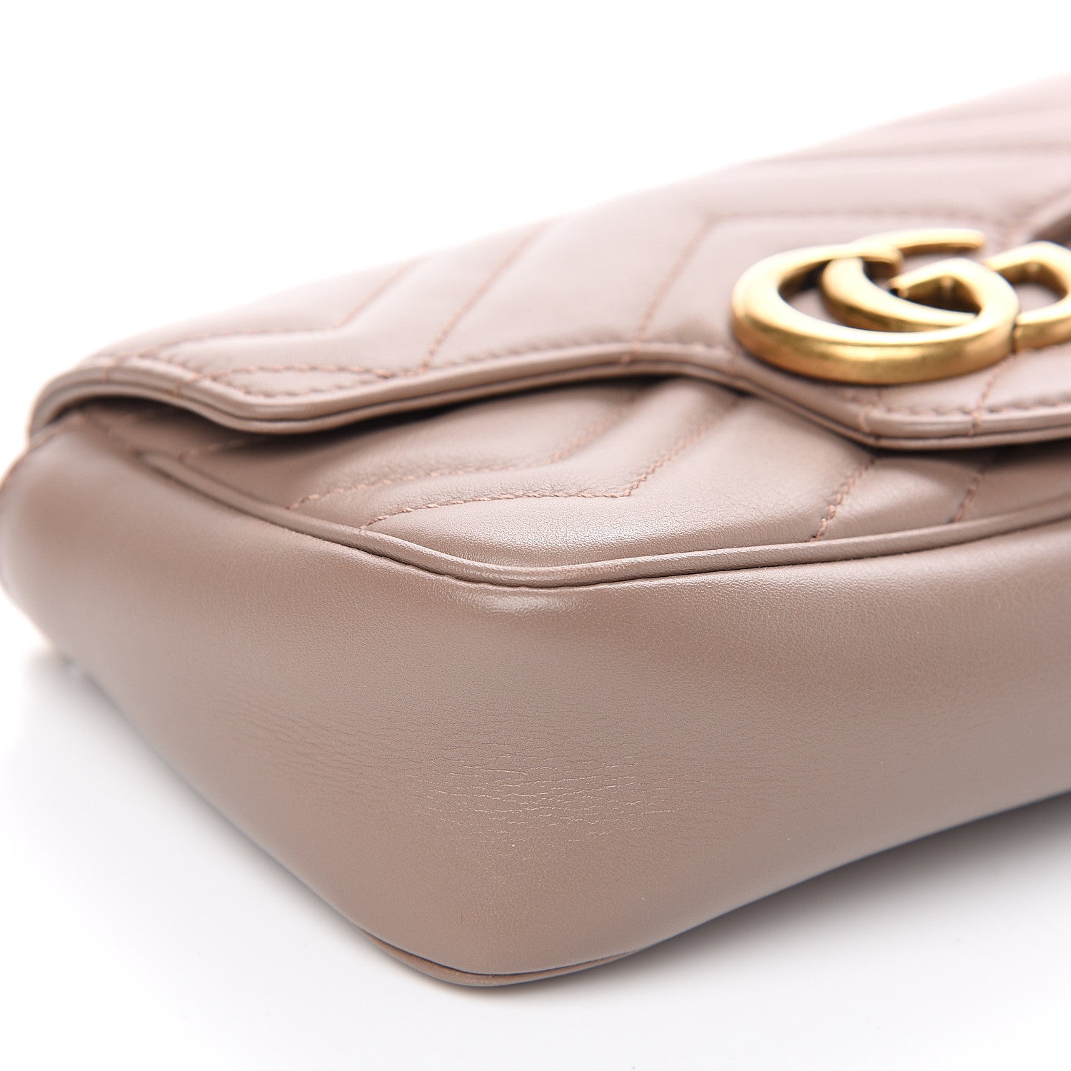 Gucci Calfskin Matelasse Super Mini GG Marmont Shoulder Bag Porcelain Rose 17 of 22