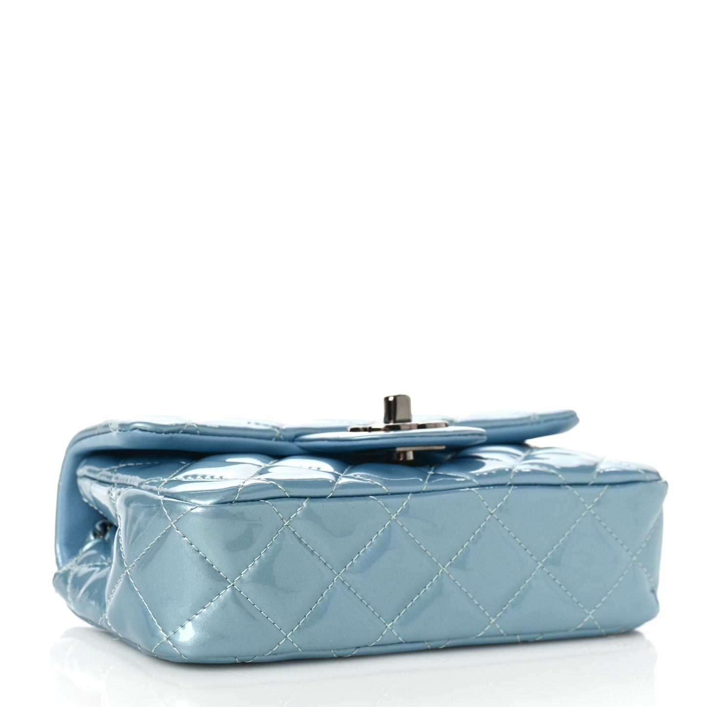 Patent Quilted Extra Mini Flap Light Blue