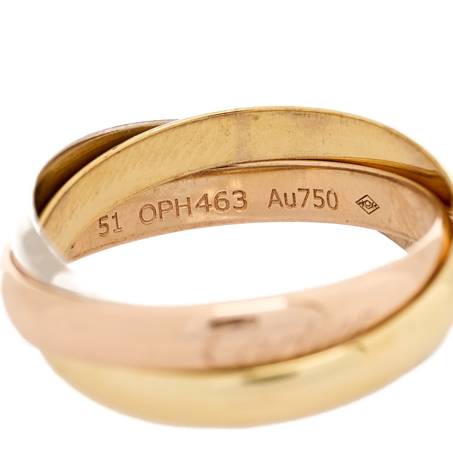 Cartier 18K Pink Yellow White Gold Small Trinity Ring 51 5.75 4 of 5
