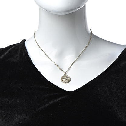 Chanel Crystal CC Medallion Pendant Necklace Gold 2 of 6