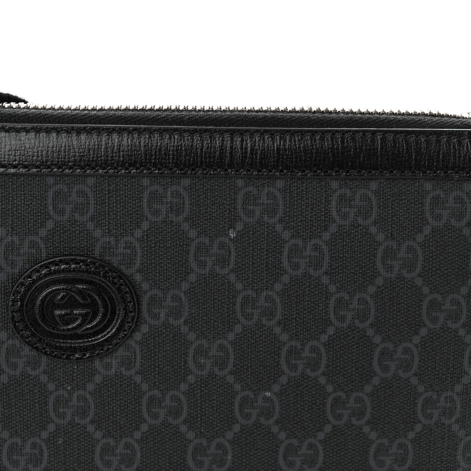 Gucci GG Supreme Monogram Azalea Calfskin Retro Interlocking G Wristlet Messenger Bag Black 12 of 13