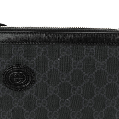Gucci GG Supreme Monogram Azalea Calfskin Retro Interlocking G Wristlet Messenger Bag Black 12 of 13