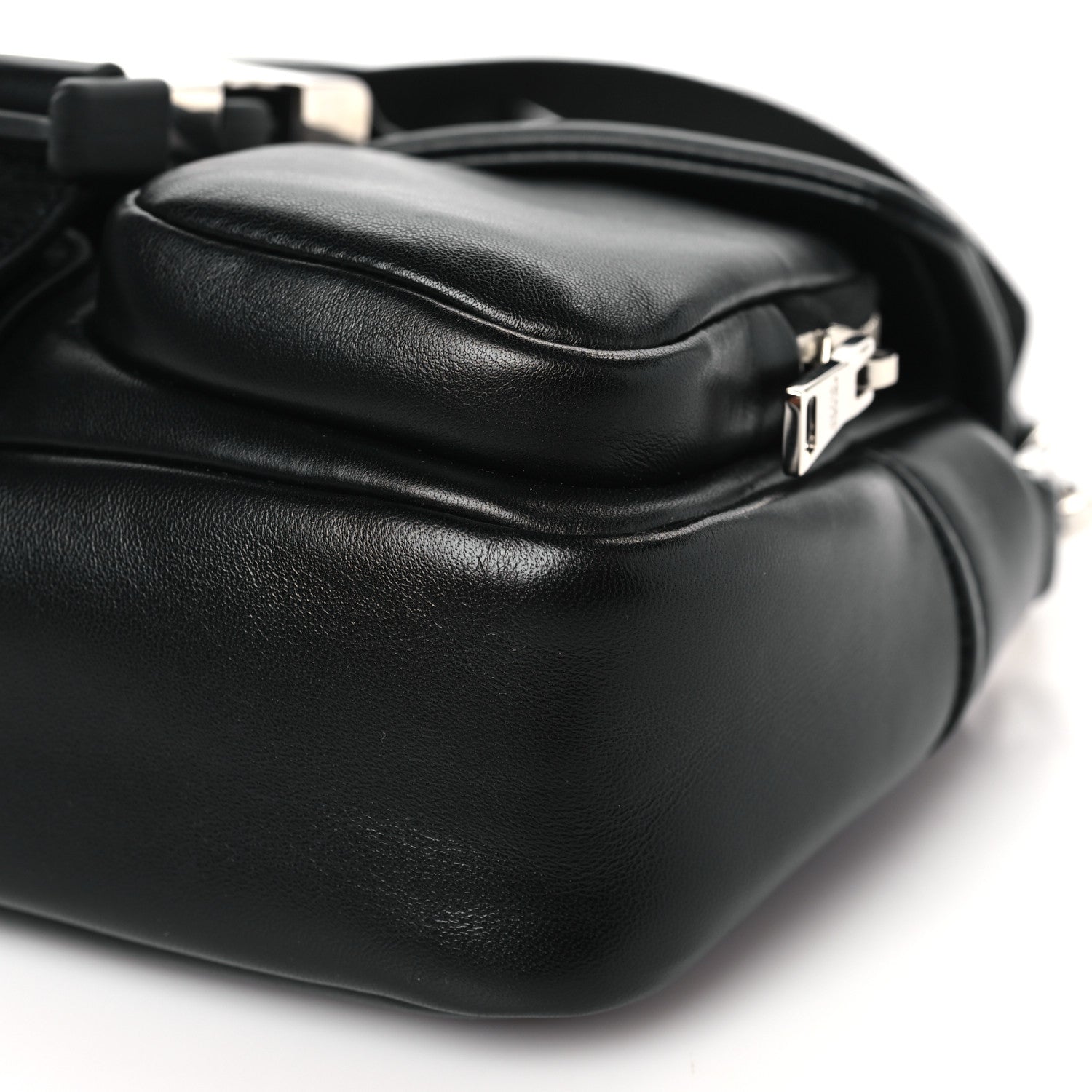Prada Nappa Double Pocket Buckle Shoulder Bag Black 8 of 8