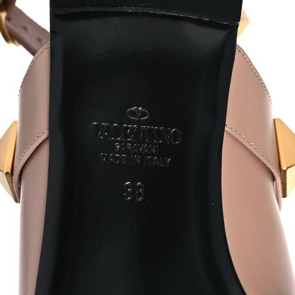 Valentino Garavani Calfskin Roman Stud Ankle Strap Flat Mules 38 Rose Cannelle 6 of 9