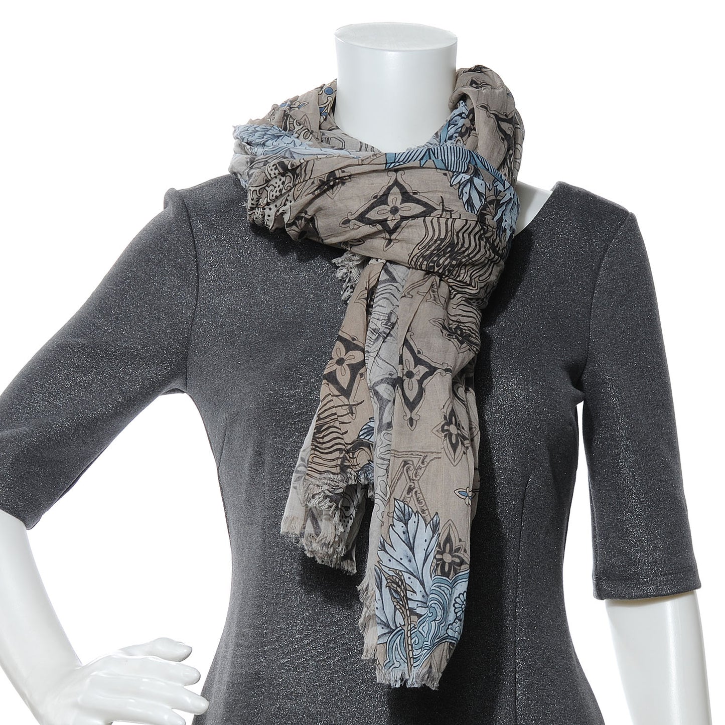 Cotton Etole Tattoo Scarf Kaki
