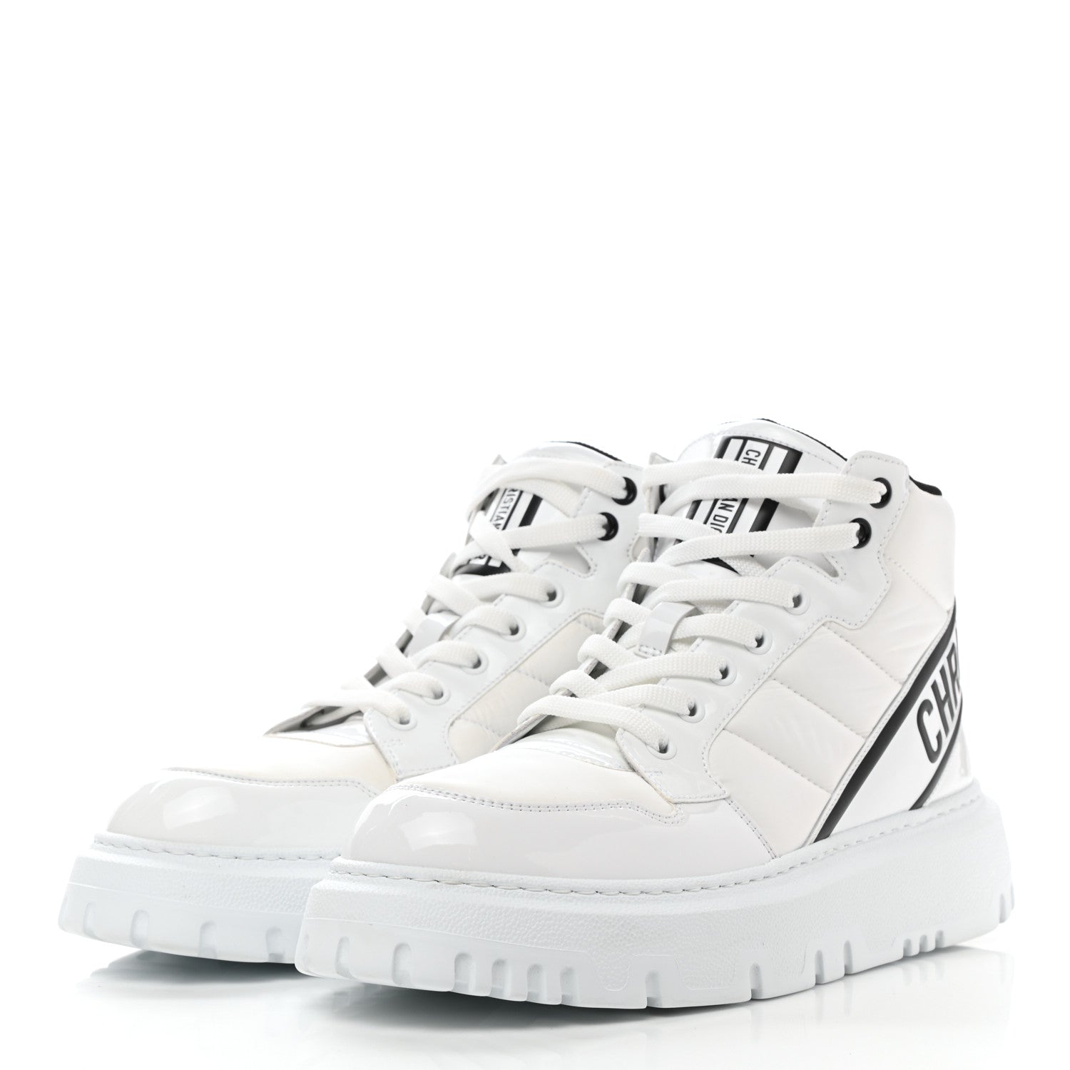 Christian Dior Nylon Fabric Womens D-Player High Top Sneakers 39 White Black 3 of 9