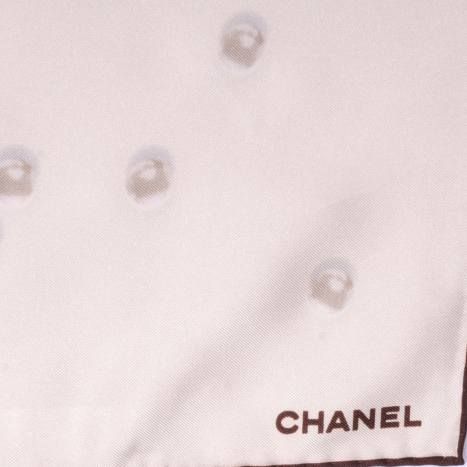 Chanel Silk Pearl CC Square Scarf Ivory 7 of 10