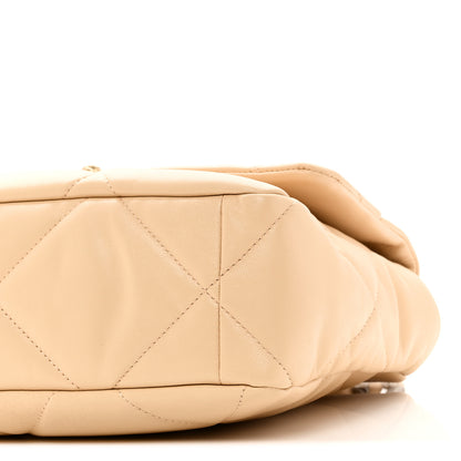 Chanel Goatskin Quilted Large Chanel 19 Flap Beige 10 of 11