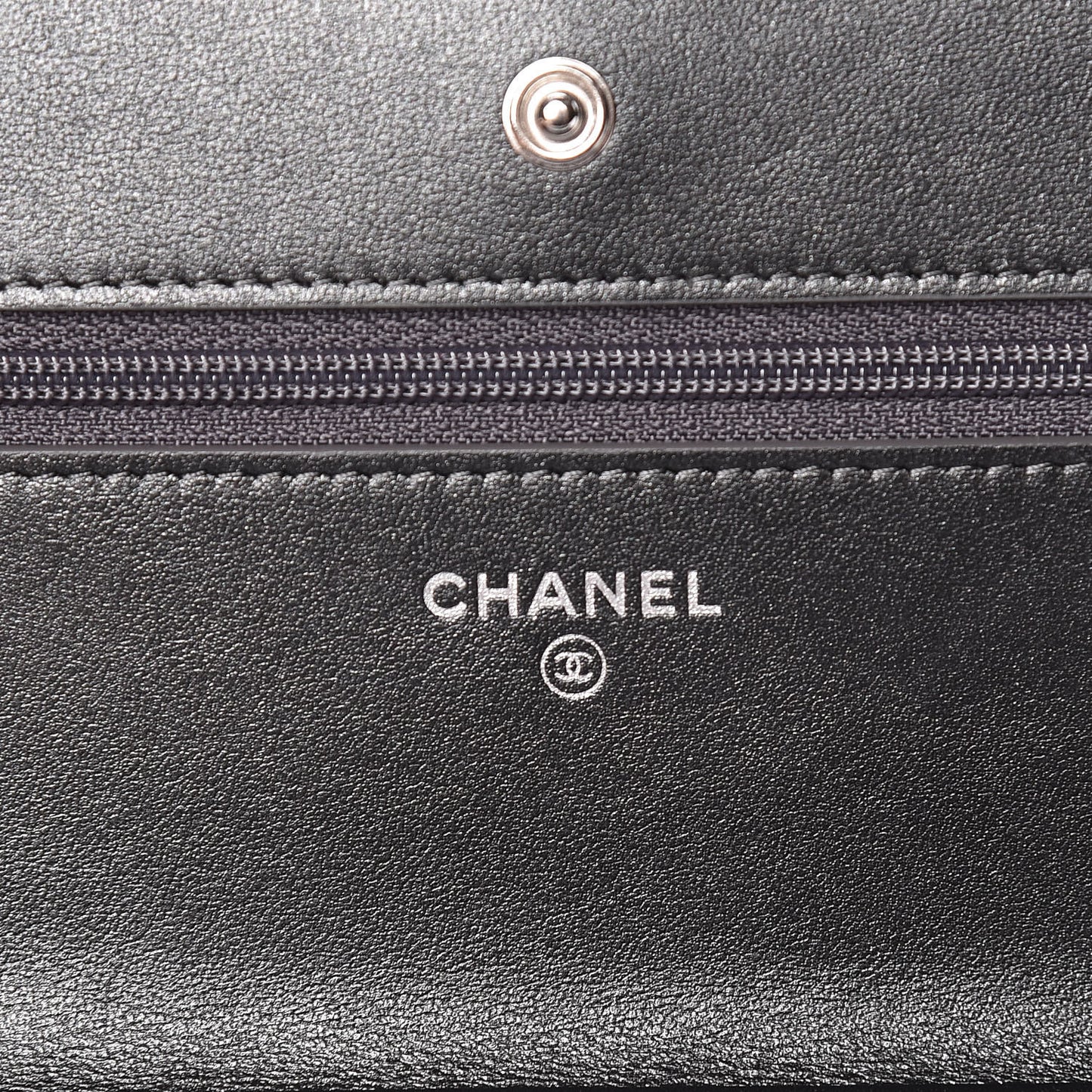 Aged Calfskin Quilted Tassel Wallet On Chain WOC Dark Silver