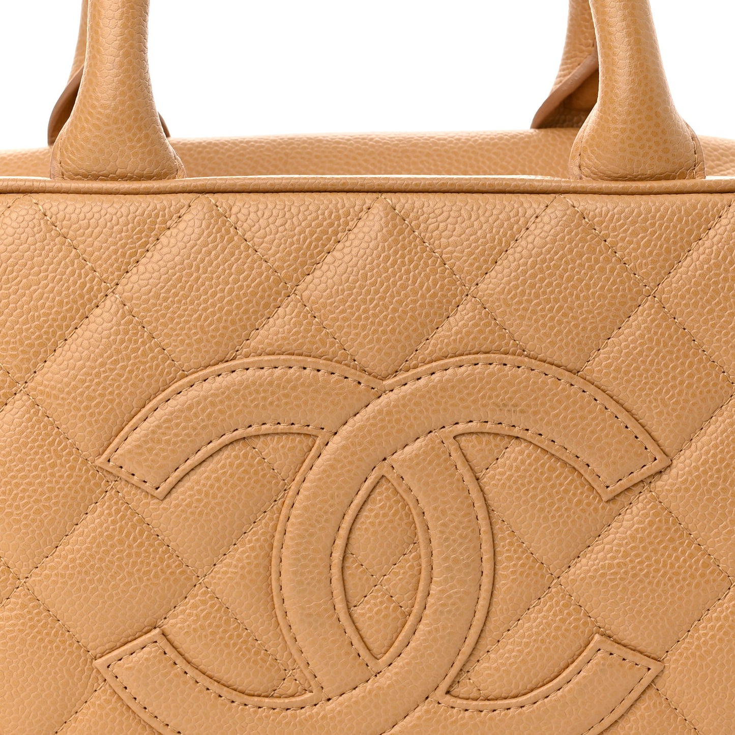 Caviar Quilted Small Bowler Beige