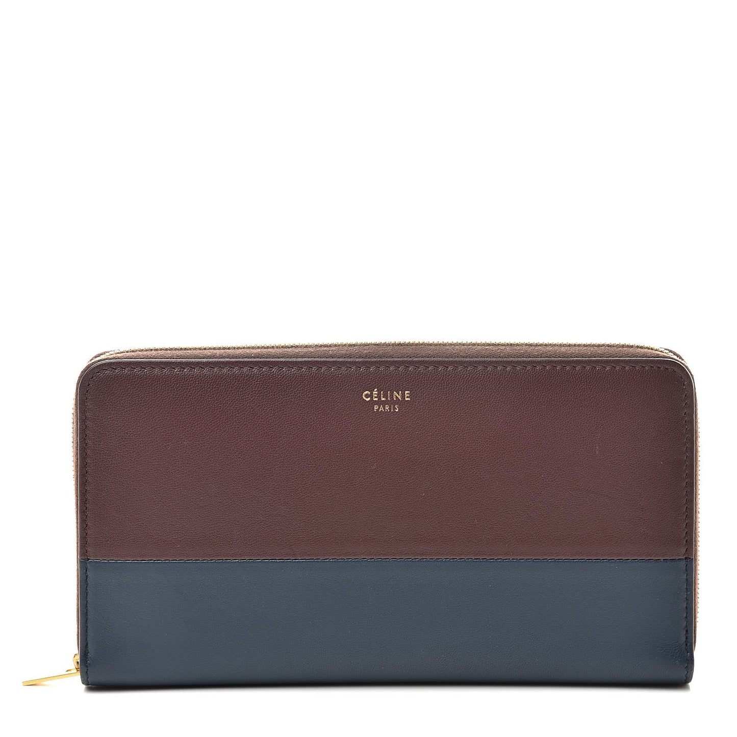 Lambskin Large Zip Around Multifunction Wallet Wine Abyss Blue