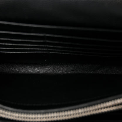 Saint Laurent Grain De Poudre Matelasse Chevron Monogram Chain Wallet Black 4 of 10