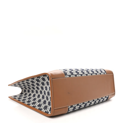 Celine Canvas Calfskin Triomphe Embroidered Horizontal Cabas Navy Blue 4 of 10