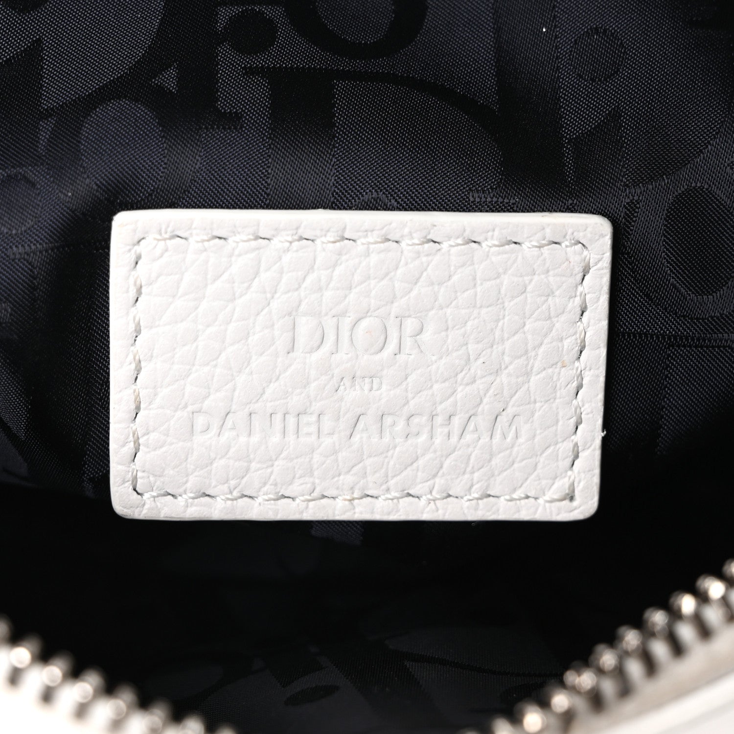 Christian Dior X DANIEL ARSHAM Grained Calfskin Newspaper Print Saddle Bag White 6 of 10