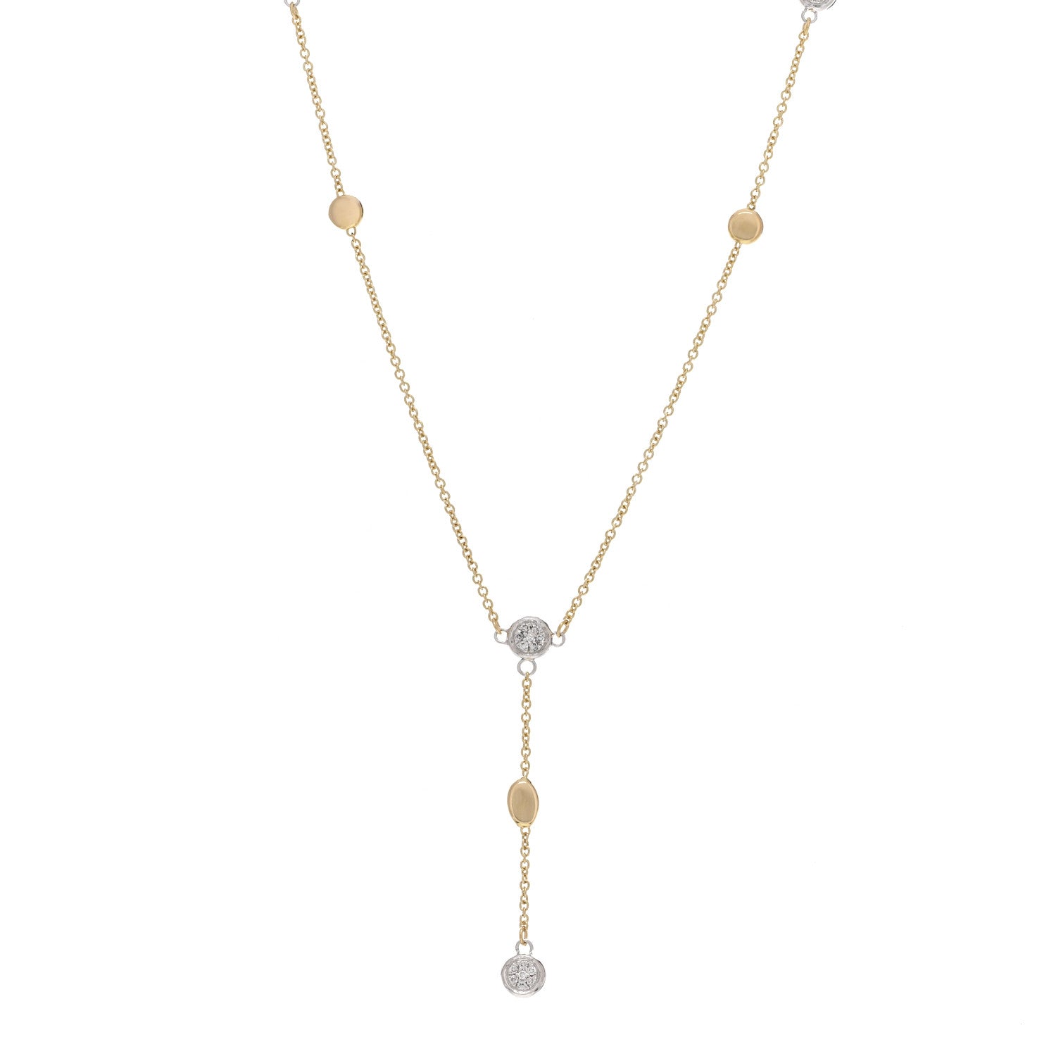 Roberto Coin 18K Yellow White Gold Diamond Station Y Drop Necklace 1 of 4