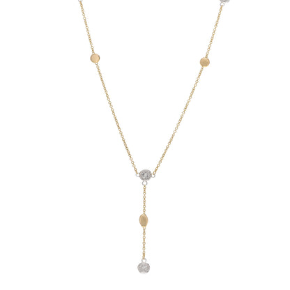 Roberto Coin 18K Yellow White Gold Diamond Station Y Drop Necklace 1 of 4