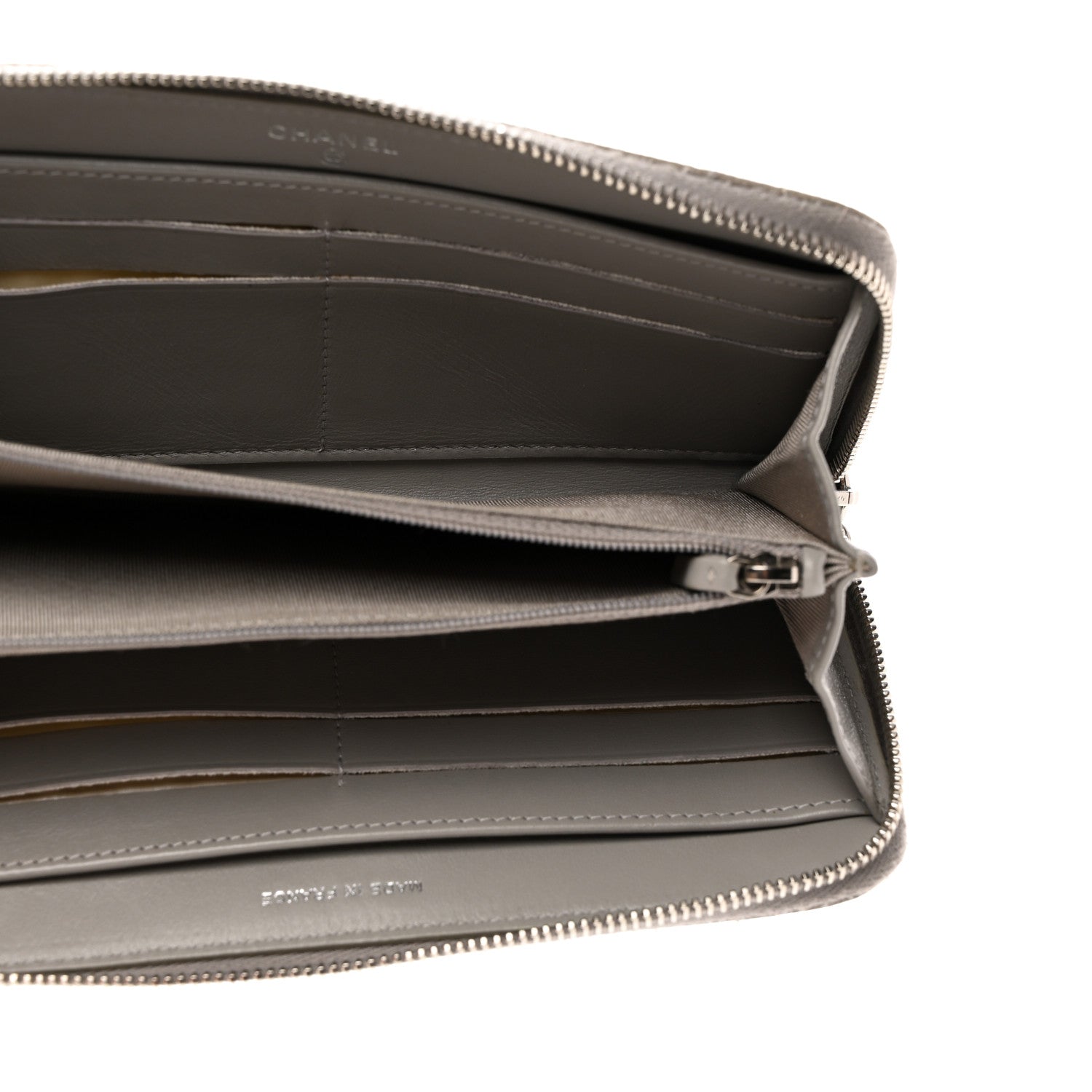 Chanel Caviar Quilted Large Gusset Zip Around Wallet Grey 6 of 12