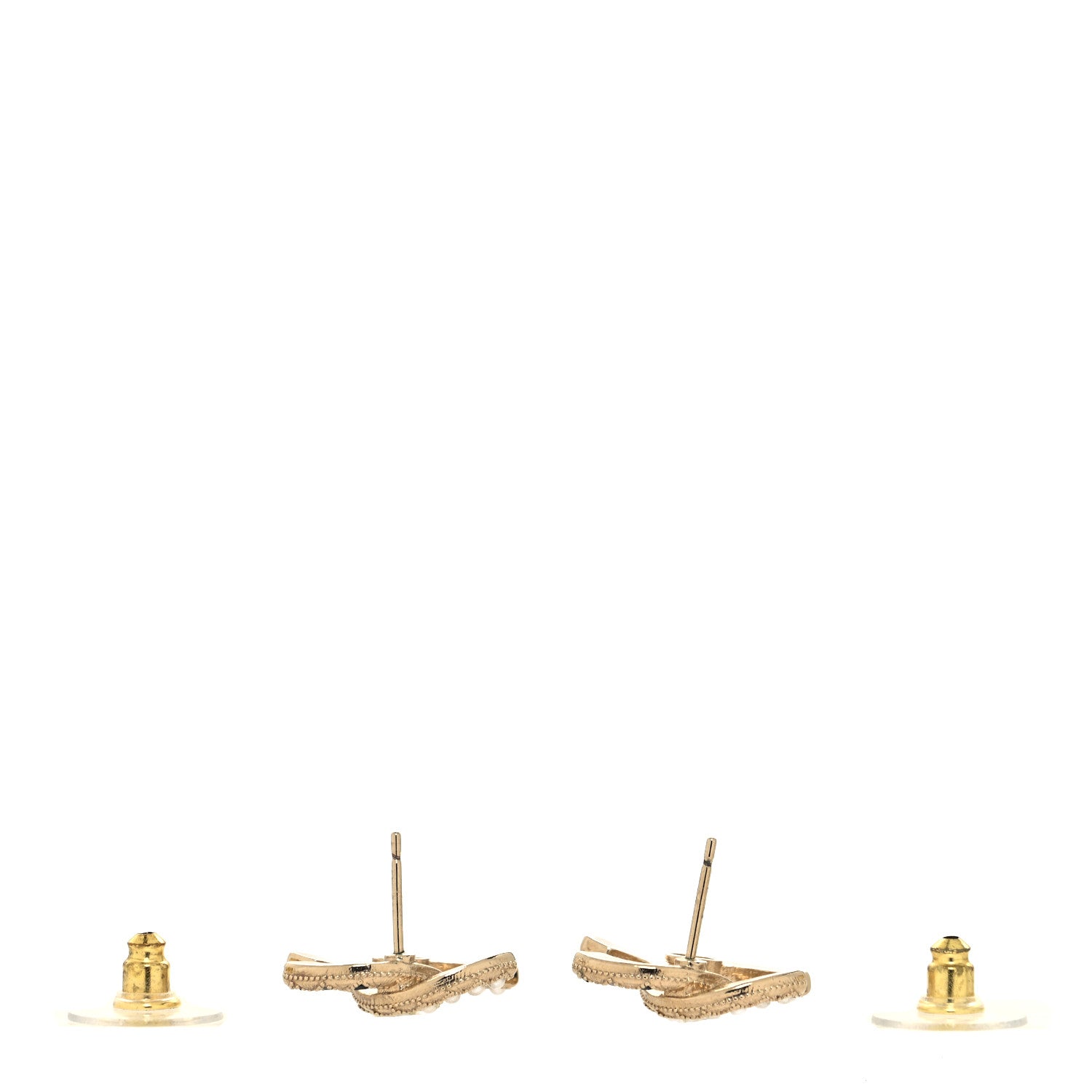 Chanel Resin Pearl CC Earrings Gold Black 3 of 4