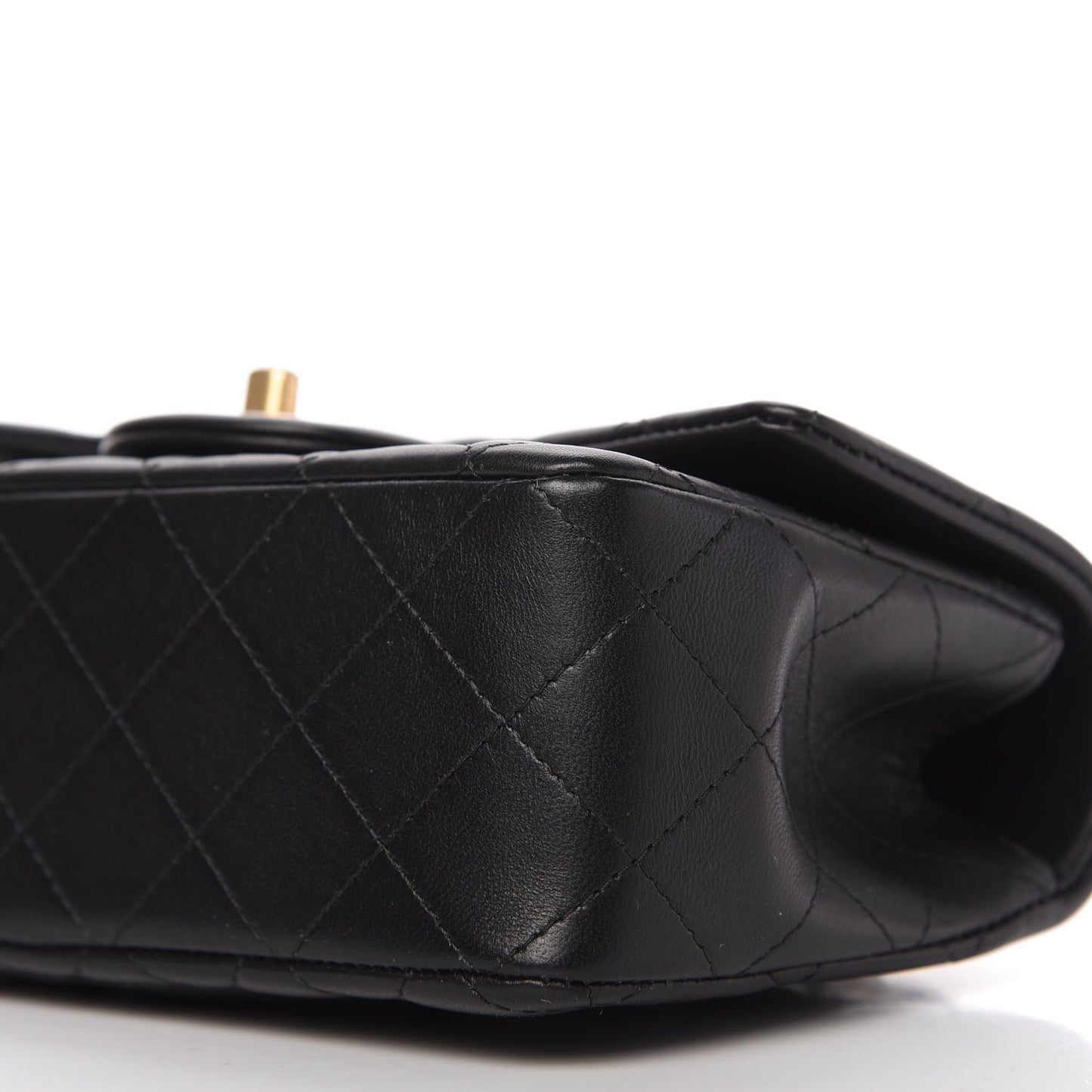 Lambskin Quilted Mini Top Handle Rectangular Flap Black
