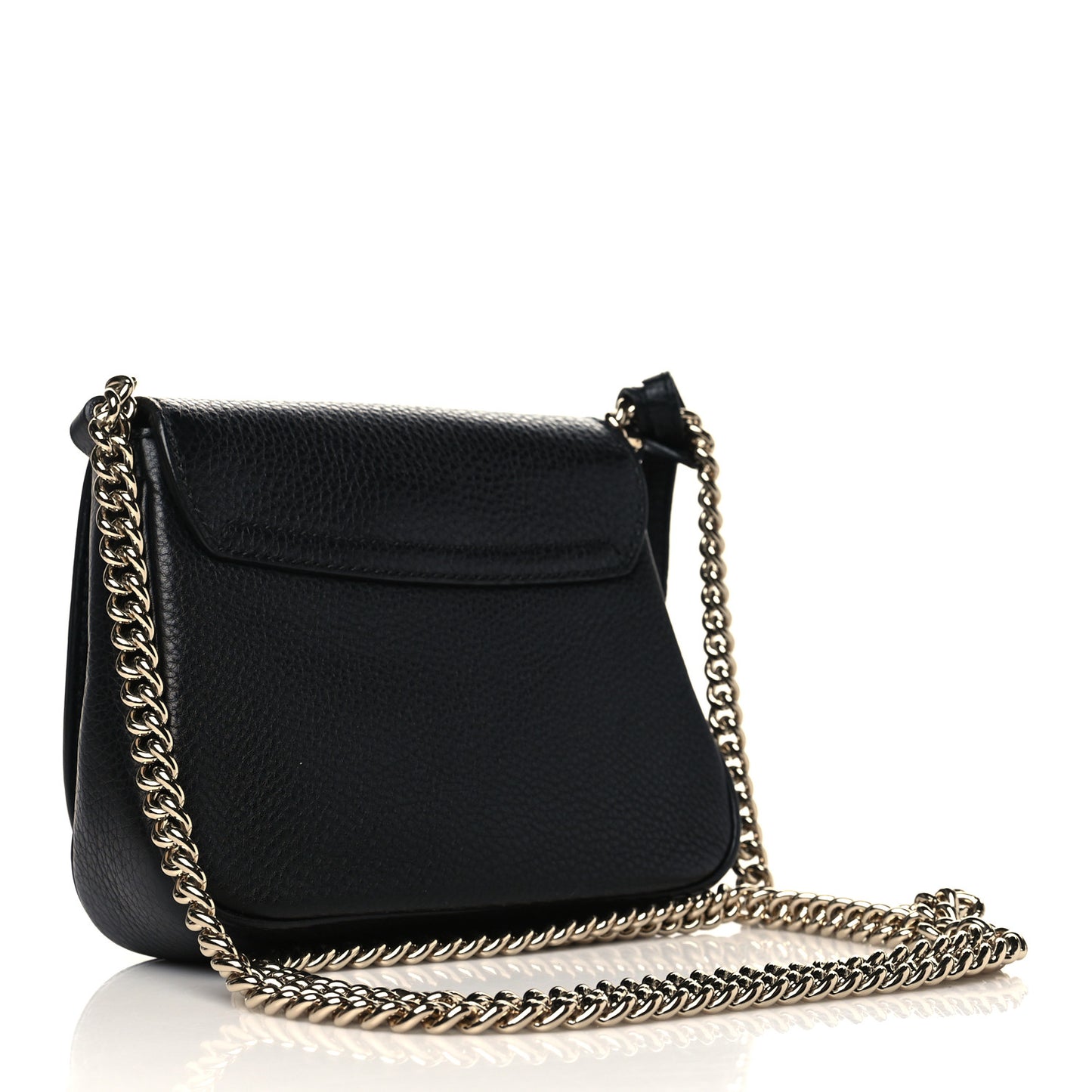 Pebbled Calfskin Small Soho Flap Crossbody Black