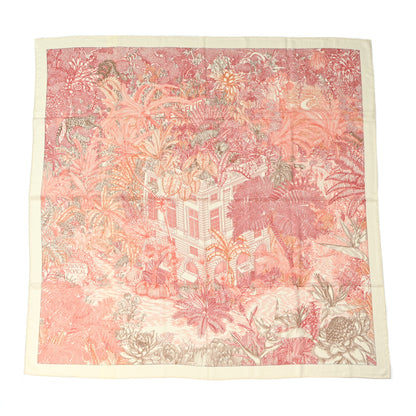 Hermes Cashmere Silk Faubourg Tropical Shawl 140 White Rouge Corail 1 of 5