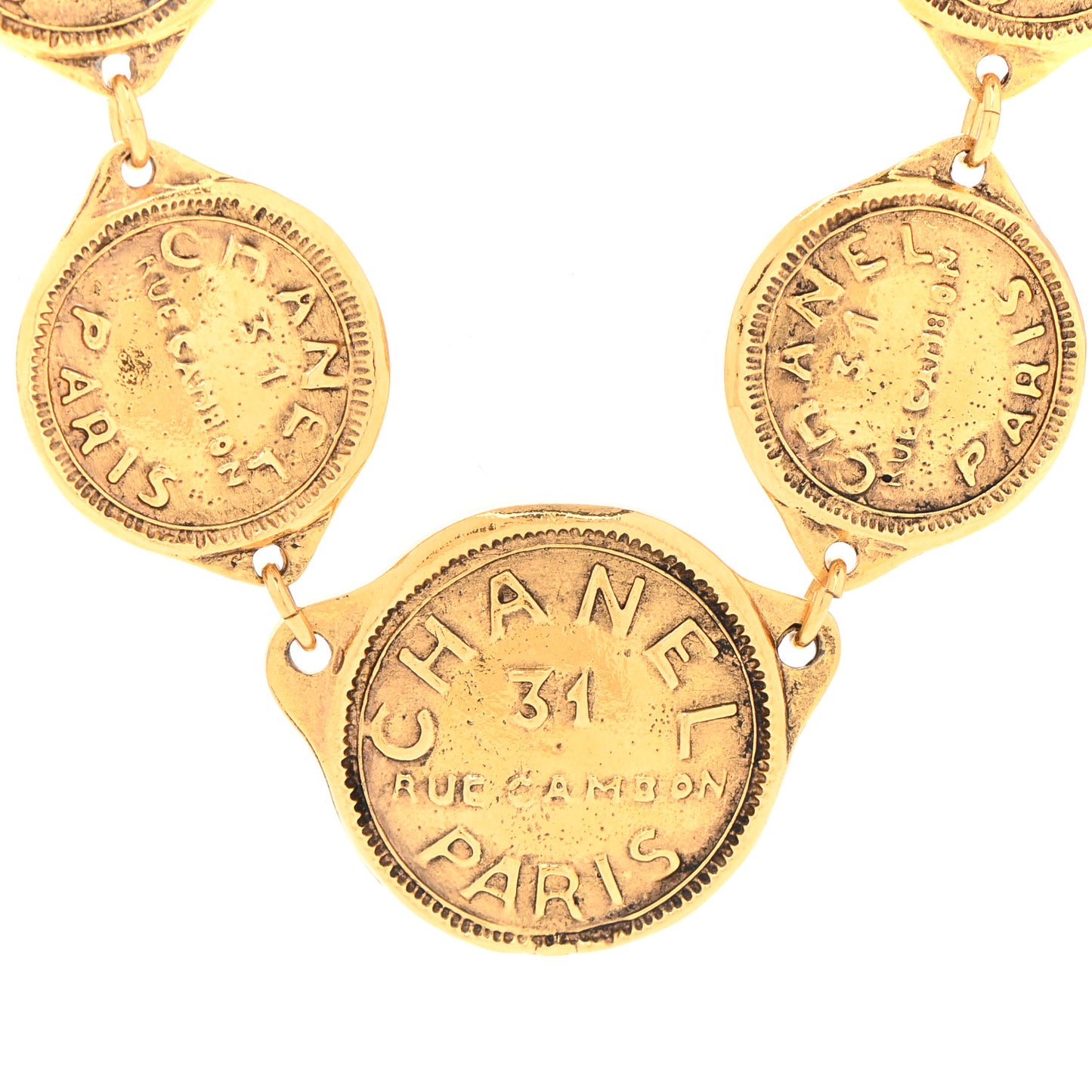 Metal CC Medallion Necklace Gold
