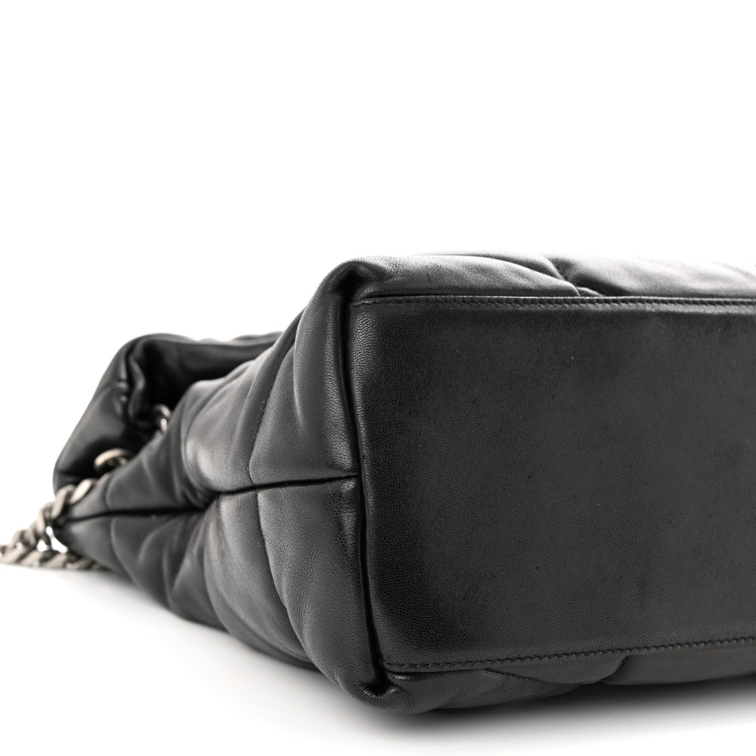 Saint Laurent Lambskin Quilted Medium Loulou Puffer Monogram Chain Satchel Black 9 of 12