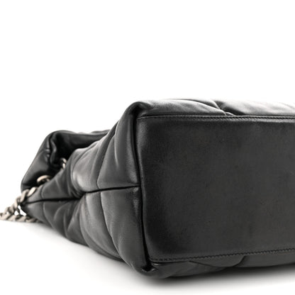Saint Laurent Lambskin Quilted Medium Loulou Puffer Monogram Chain Satchel Black 9 of 12