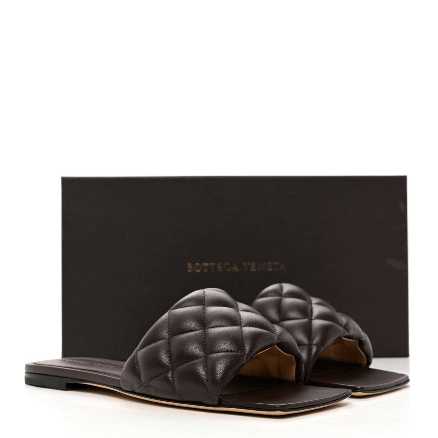 Nappa Matelasse Padded Flat Sandals 38 Chocolate