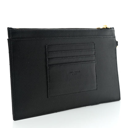 Saint Laurent Grain De Poudre Chevron Monogram Large Bill Pouch Black 2 of 6