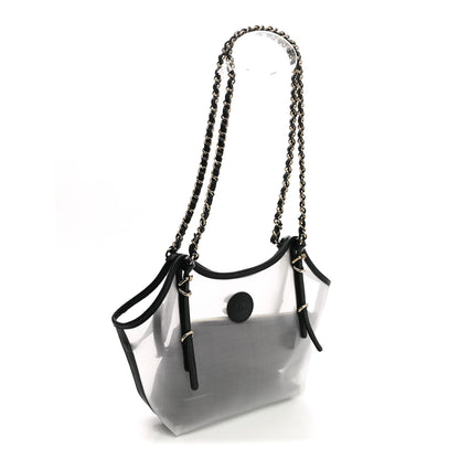 Chanel Mesh Calfskin Small Coco Beach Shopping Tote Transparent Black 3 of 10