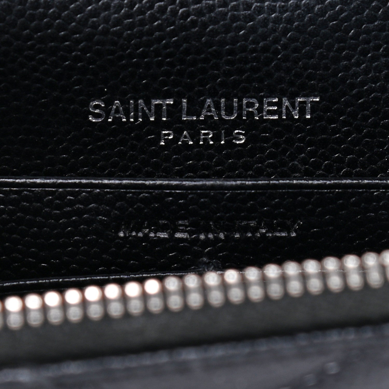 Saint Laurent Grain De Poudre Matelasse Chevron Monogram Envelope Chain Wallet Black 6 of 12