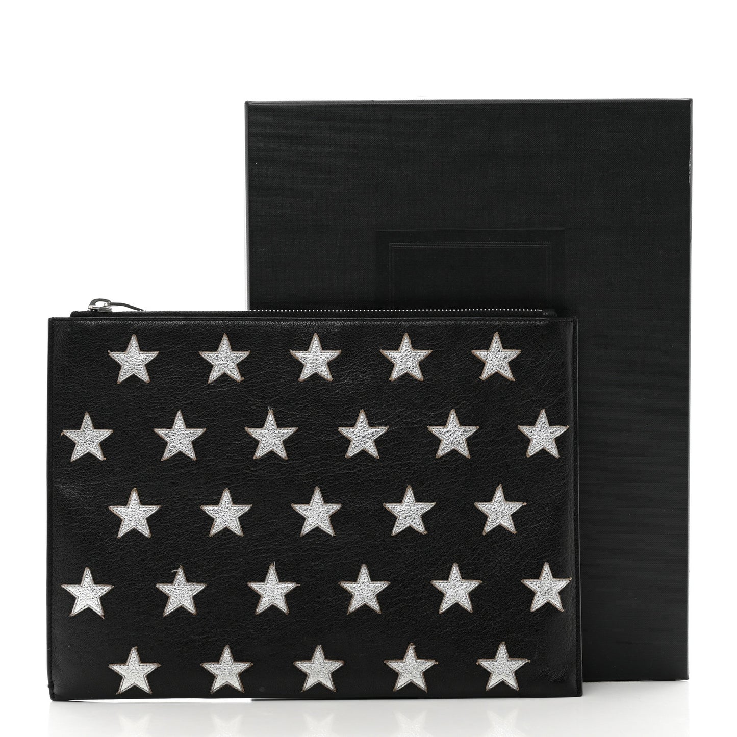 Calfskin Star Rider iPad Pouch Black Silver