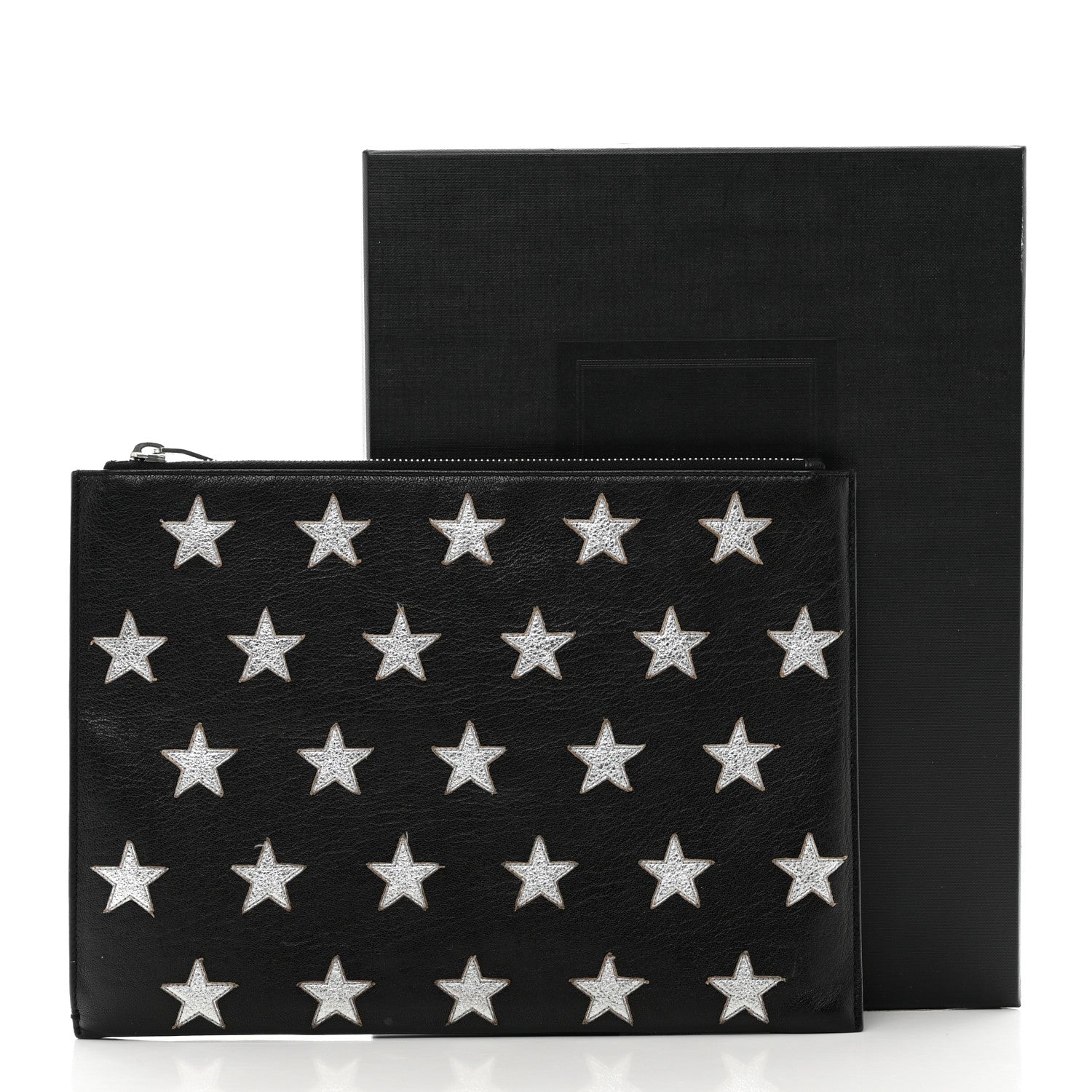 Saint Laurent Calfskin Star Rider iPad Pouch Black Silver 10 of 10